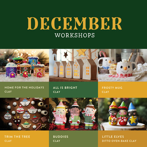 December Adult & Family | Self-Paced Workshops {special member pricing: $6/hr self-paced workshops and $5/hr for glazing}