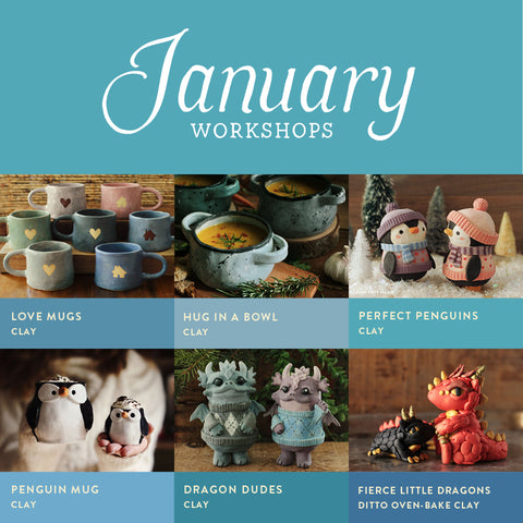 January Adult & Family | Self-Paced Workshops & Glazing